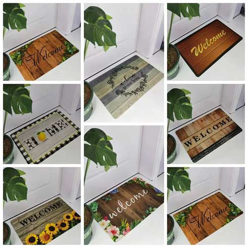 Vintage wood grain door mats