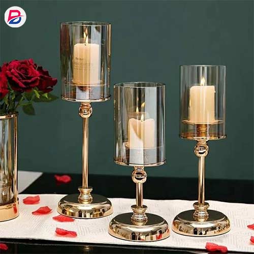 Metal glass candle holder