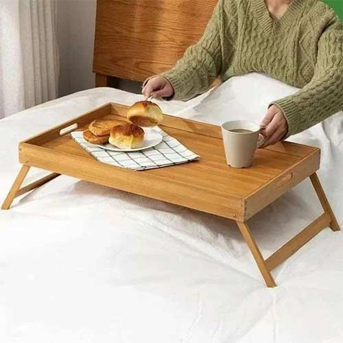 foldable bamboo breakfast tray