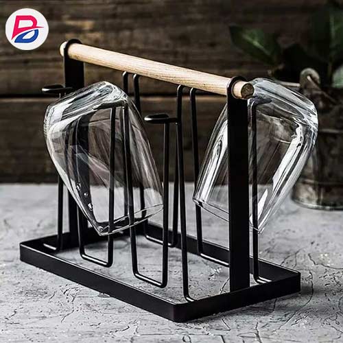 Glass rack with bamboo holder