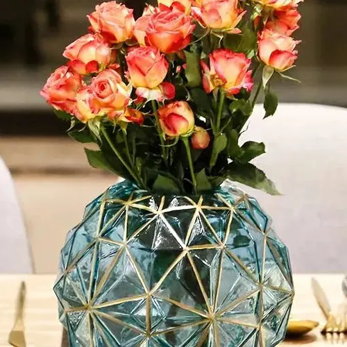 Geometric glass flower vase