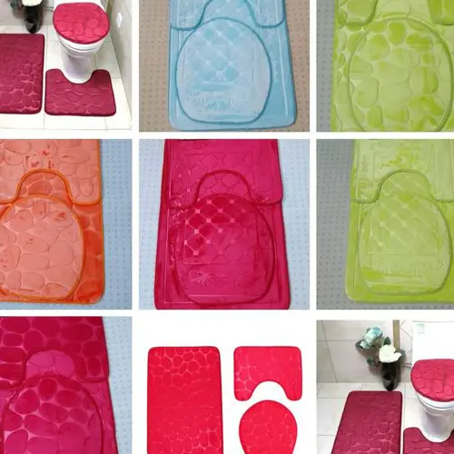 Assorted 3pc Toilet Mat Set