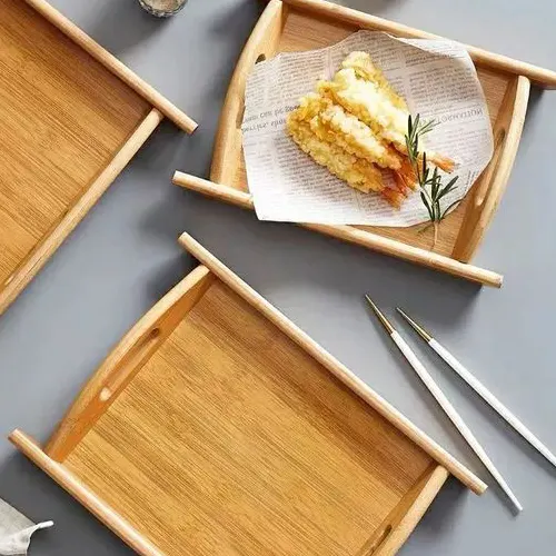3pcs wooden bamboo serving trays