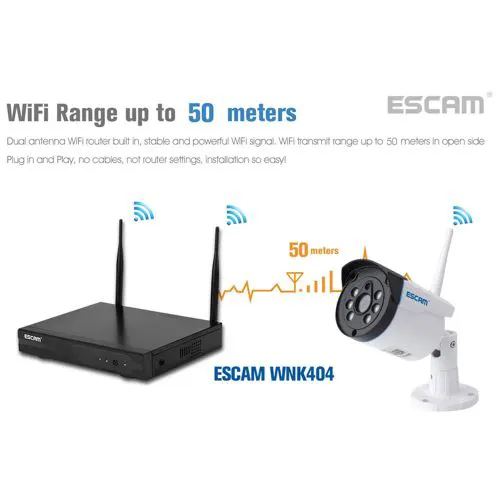 Escam Wnk404 4CH 720P Outdoor Ir 50m Video Wireless Surveillance