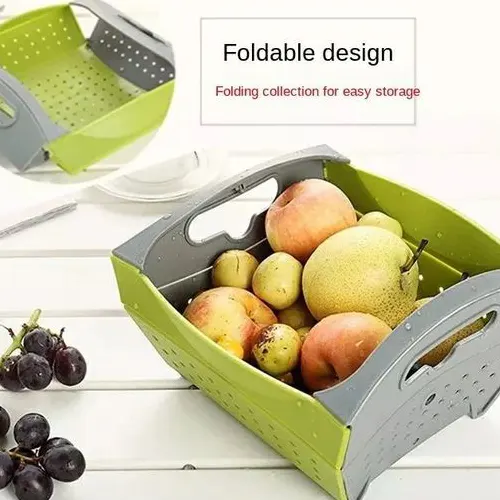Foldable fruit and vegetable drain basket