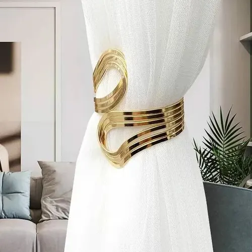 Gold 2pc set curtains tiebacks holders