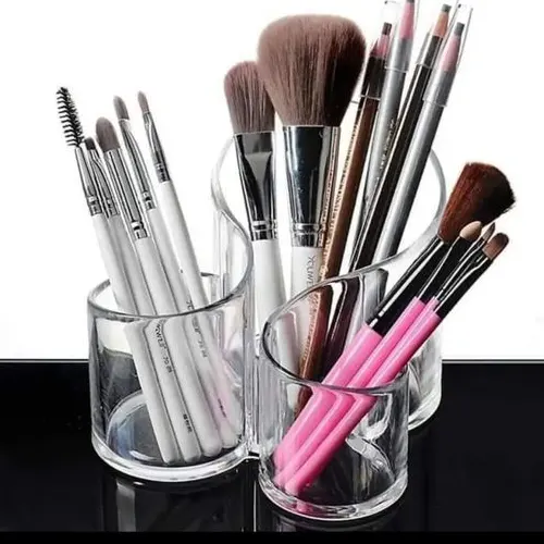 3 slot glass Acrylic cosmetic organizer