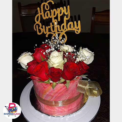 vanilla fondant flower cake