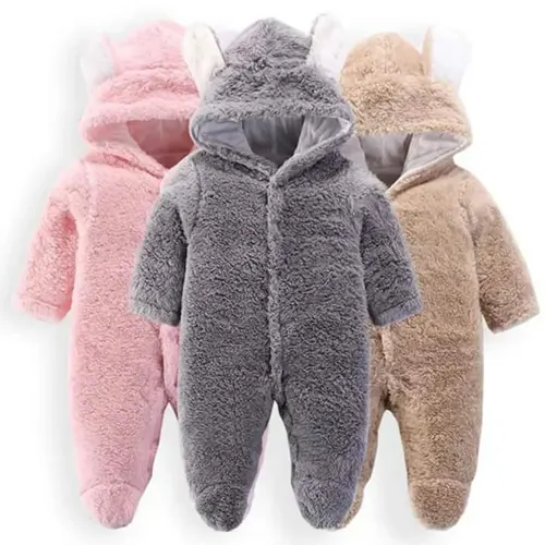 Fashion Newborn Baby Jumpsuit Outfit Hooded Warm Rompers