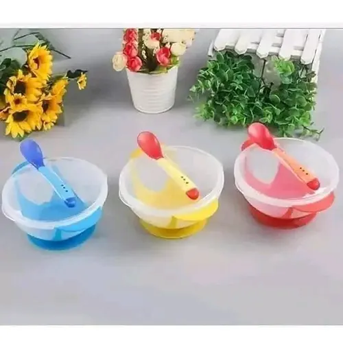 Generic Baby Bowl Set - Baby Feeding Bowl And Heat Sensing Spoon