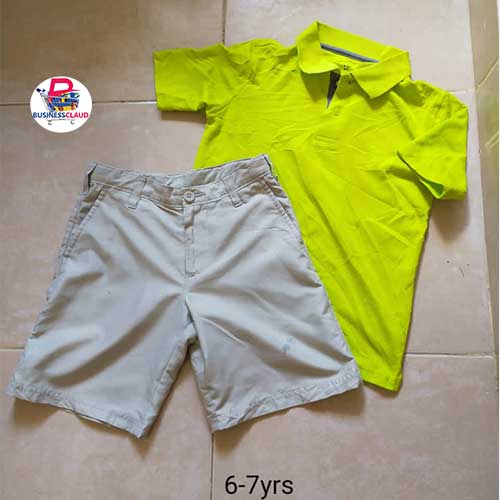 yellow tshirt and a short for kids, boychild wear