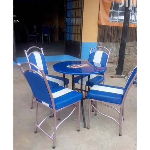 A set of metallic Restaurant table and chairs