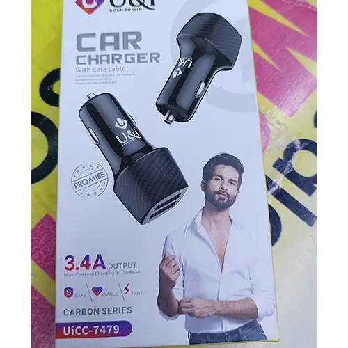 U&i Carbon series 3.4 A output Adaptor with usb cable - Car Charger