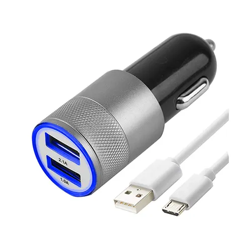 Car charger with cable 2.1A 2 usb port