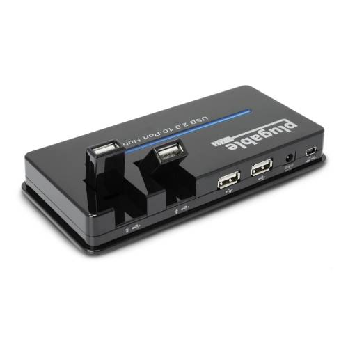 Plugable USB 2.0 10-Port Hub with 20W Power Adapter
