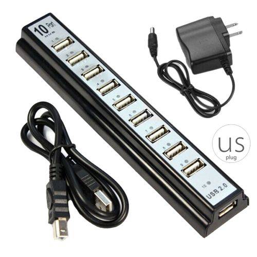Plugable USB 2.0 10-Port Hub with 20W Power Adapter