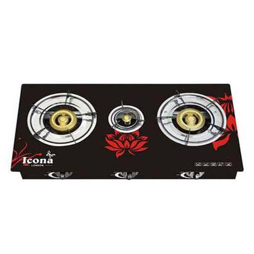 Icona 3 Burner Automatic Glass Top Gas Stove
