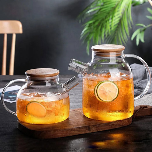 1L Glass Tea Pot with Wood Lid