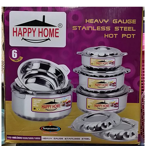 Happy Home Stainless Steel Hot Pots - Set of 6 Heavy Gauge Pots for Ev