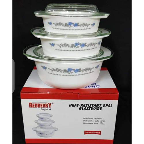Redberry Heat Resistant Opal Casseroles 3pcs set