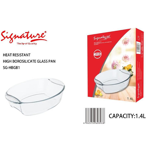 Signature Heat Resistant High Borosilicate Glass Pan 1.4Ltrs