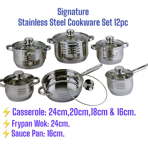 PreSignature Stainless Steel Cookware Set 12pcs