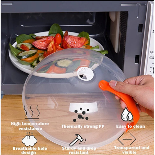 Microwave Plate Cover 10 with Orange handle