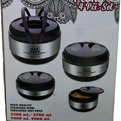 Weggas Insulated Stainless Steel Classic Peony Hot Pots Set of 4 pcs