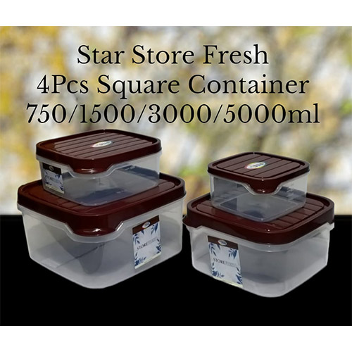 Star Store Fresh 4 PCs Set Square Container 750/1500/3000/5000ml