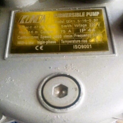 Kunda submersible water pump 0.5 hp 16m head