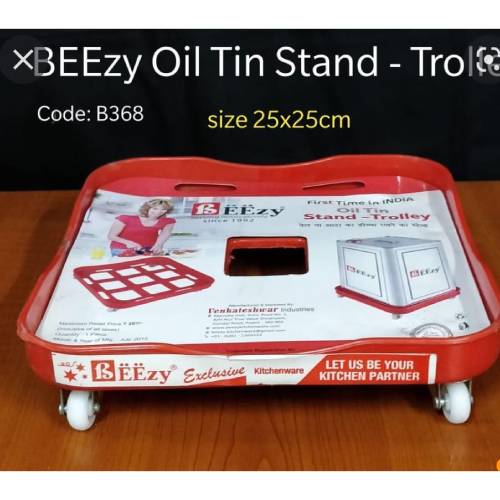 Beezy Oil Tin Stand Trolley With Wheels