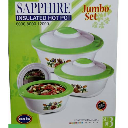 Sapphire insulated hot pots 6L- 8L - 12L a set of 3pcs
