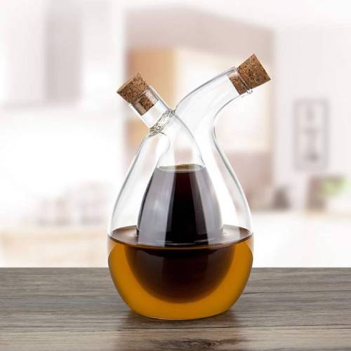 Glass Cruet 2 in 1 Twisted Oil Vinegar Bottle