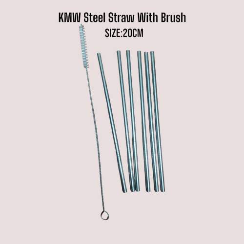 KMW Steel Straw with Brush 20cm set of 7pc