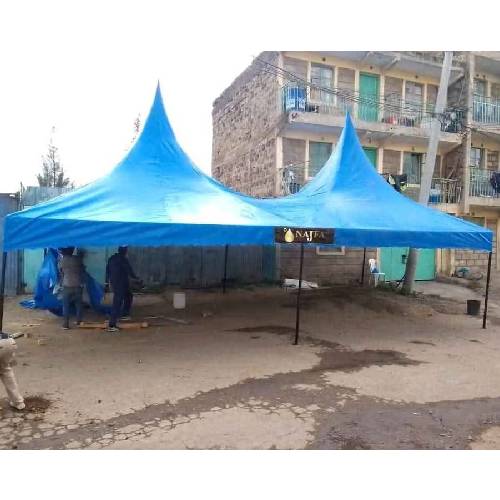 100 Seater Blue Double Peaked Tent – PVC Canopy, 30ft × 15ft