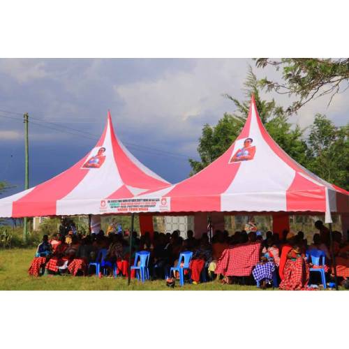 100 Seater Event & Party Tent – Heavy Duty PVC, White and Red, 30ft × 15ft