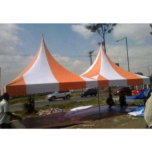 100 Seater Community Tent – Large High Peak White and Brown PVC Canopy, 30ft × 15ft