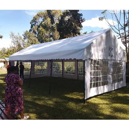 100 Seater All-Weather Frame Tent – Heavy Duty White PVC, 30ft × 15ft