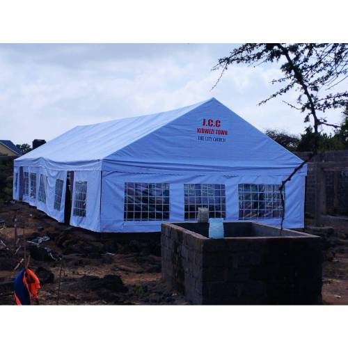 100 Seater Church Gathering Frame Tent – Heavy duty White PVC, 30ft × 15ft