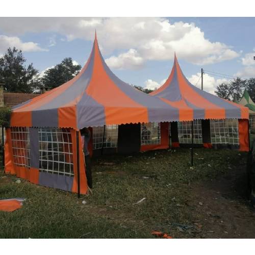 100 Seater Outdoor Pavilion Tent – Heavy Duty Orange and Grey PVC, 30ft × 15ft