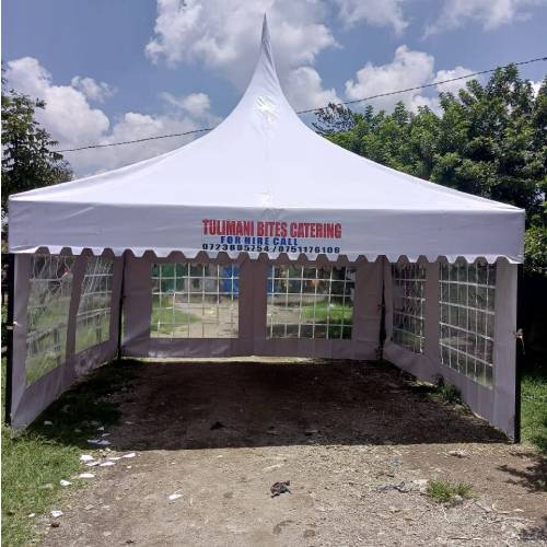 50 Seater Social Event Tent – White PVC Party Canopy, 15ft × 15ft