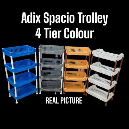 Adix Spacio Trolley 4 Tier - Blue - Black and white