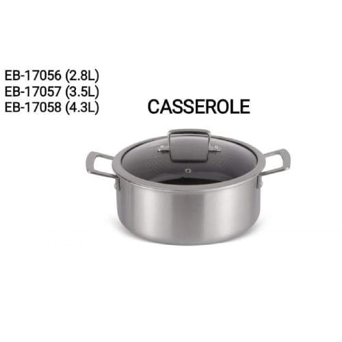 Edenberg Try-Ply Stainless Steel Casserole with Glass Lid