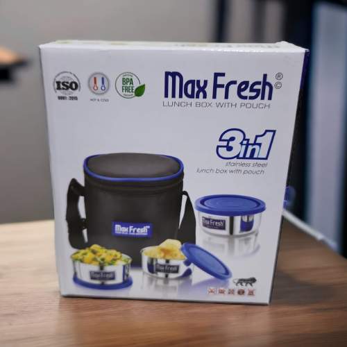 Max fresh Stainless Steel Lunch Box with Pouch
