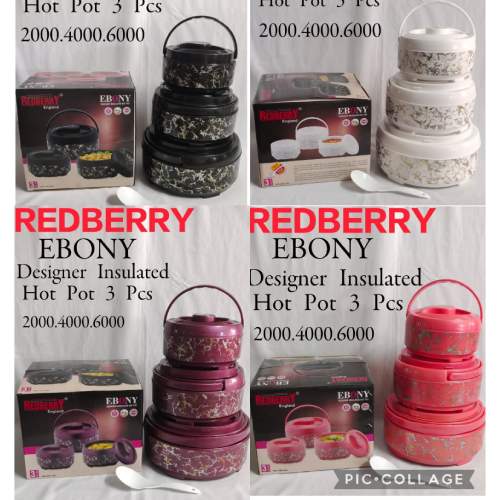 Redberry Ebony Steel Insulated Hot Pot 4pcs Approx