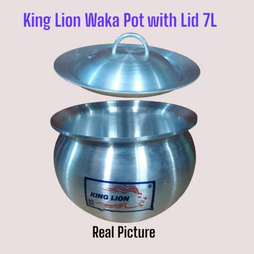7ltrs Extra Heavy King Lion Aluminum Waka Pot with Lid Approx