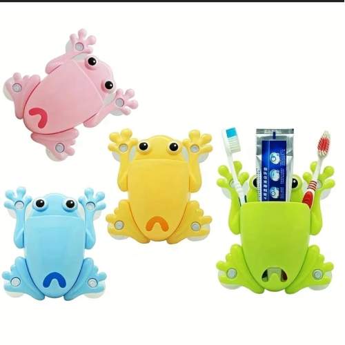 Frog Shaped Plastic Toothpaste & Toothbrush Holder Wall Mounted