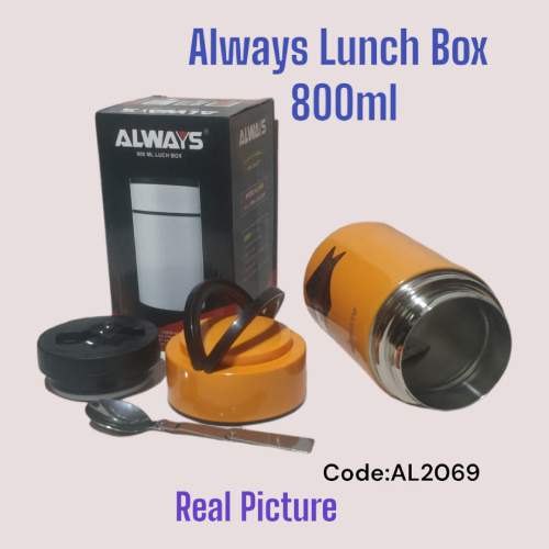 Always Stainless Steel Lunch Box with Foldable handles Steel Spoon
