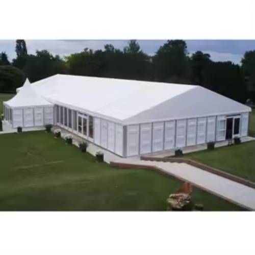 Party Tent with Integrated Seating Arrangements for Comfortable