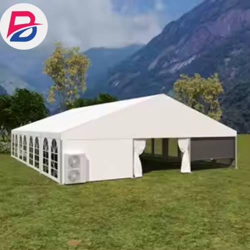 Party tent with heating and cooling systems